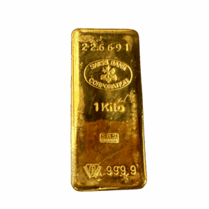 瑞士銀行 Swiss Bank Corporation 發行的 1 公斤黃金條塊，純度 999.9